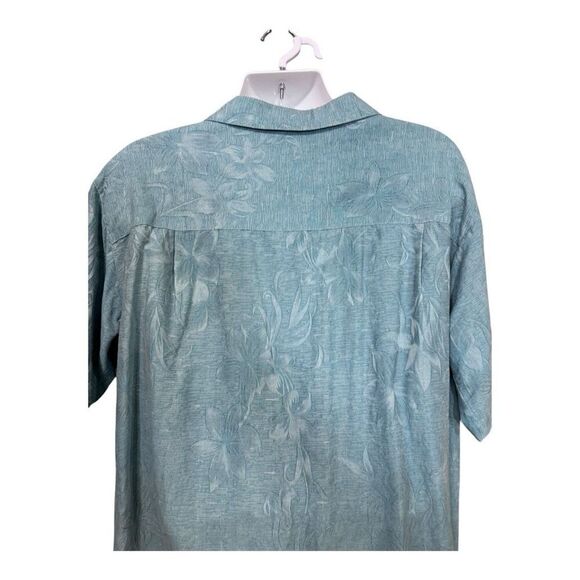 Island Shores Men's greenWashable Silk Palm Print Button Up Shirt Size XL - Picture 6 of 7